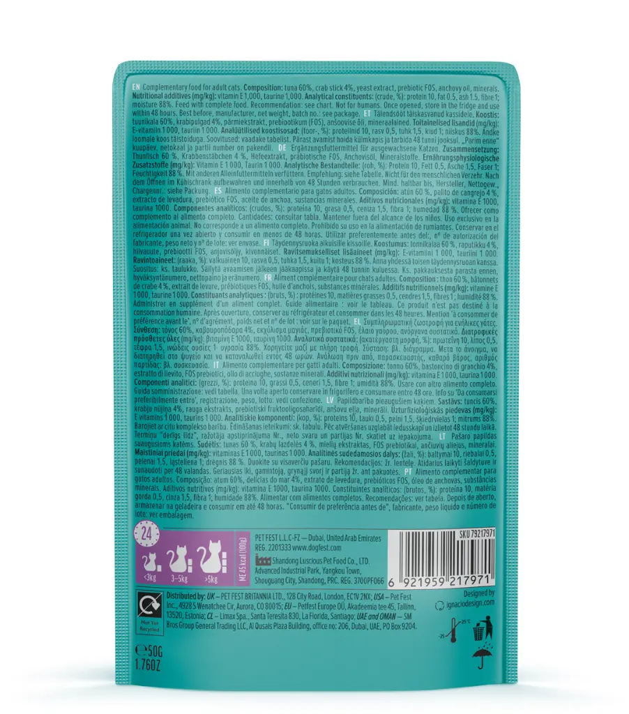 Cat Fest Meal No 5 Cat Food in Jelly-Tuna With Crab Stick 50g.webp