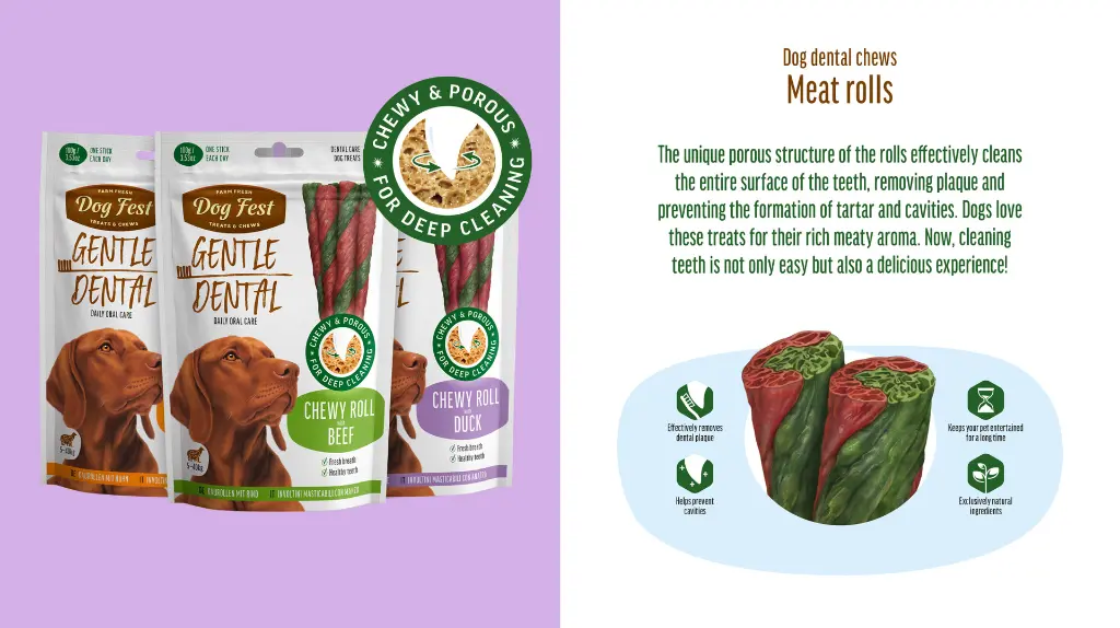 Dog Fest Dental Treats For Adult Dogs -Chewy Roll -Duck 100g.webp