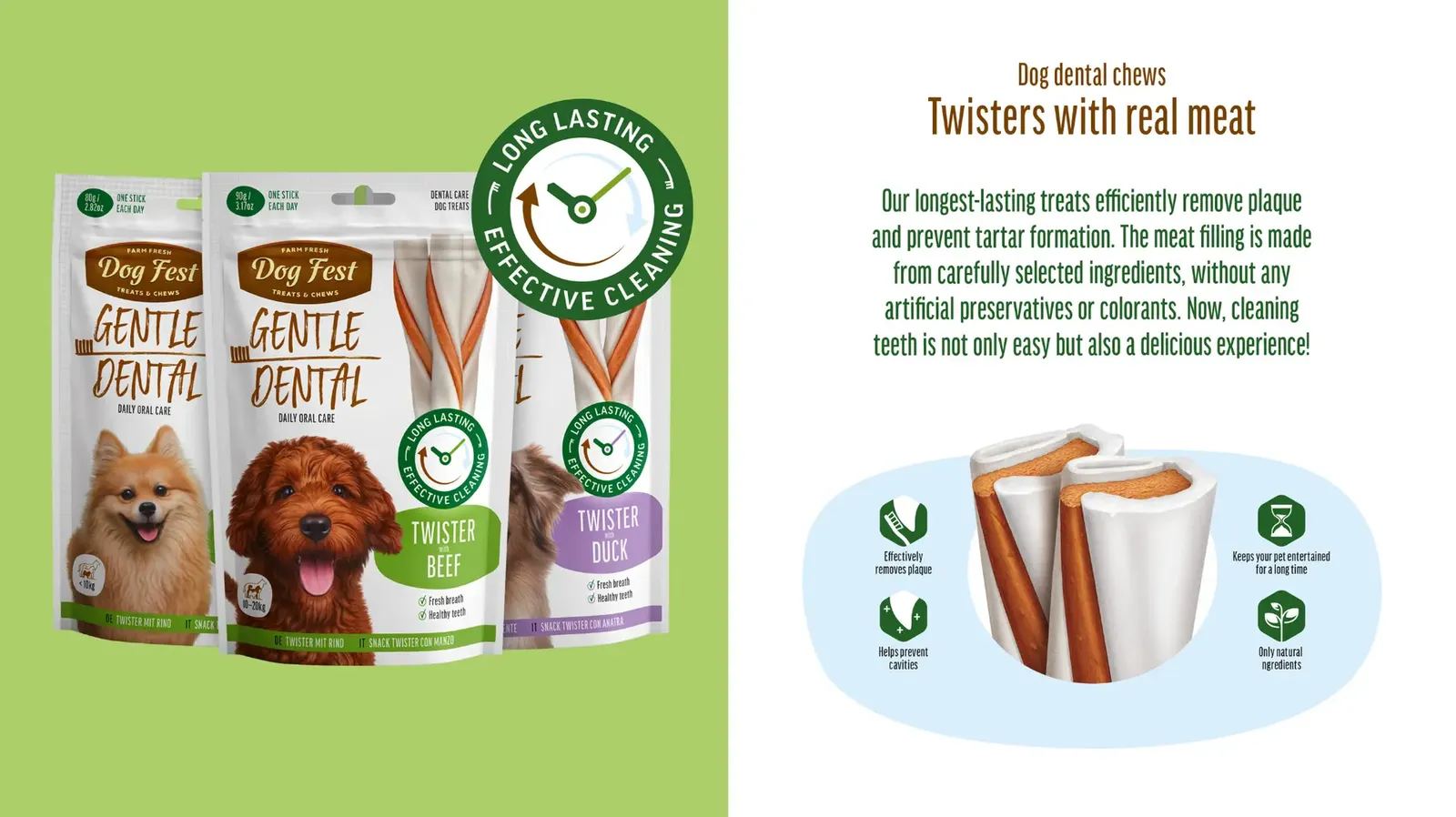 Dog Fest Dental Treats For Adult Dogs -Twister - Duck 80g (9cm).webp