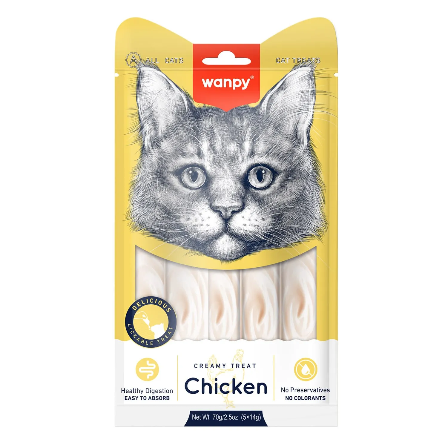 Wanpy Creamy Lickable Cat Treats Chicken 14gx5pcs