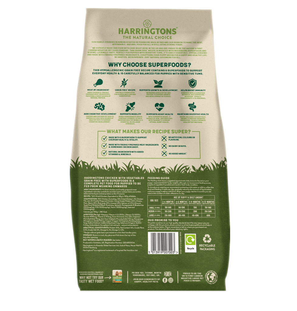 Harringtons Superfoods Chicken with Vegetables Puppy Dry Dog Food-1.7kg