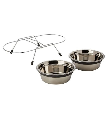 Trixie Eat on Feet Anti-Rattle Steel Bowl Set for Dogs - 1.5L