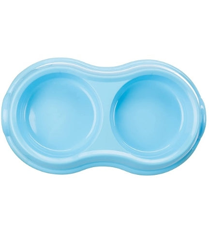 Trixie Double Plastic Cat Bowls - GREEN/26X4X14CM