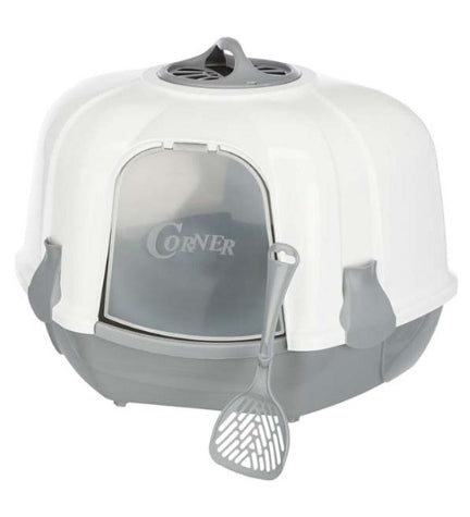 Trixie Maro Corner Litter Tray with Hood - GRANITE/60X43X52CM