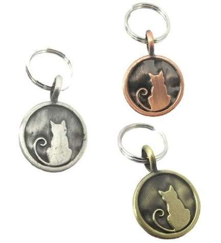 GoScribe Vintage Charms Cat Design Brass Tag for Pet Owner 