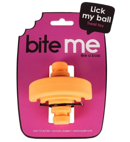 ebi Bite Me 'Lick My Ball' Dog Toy - ORANGE/7.8CM