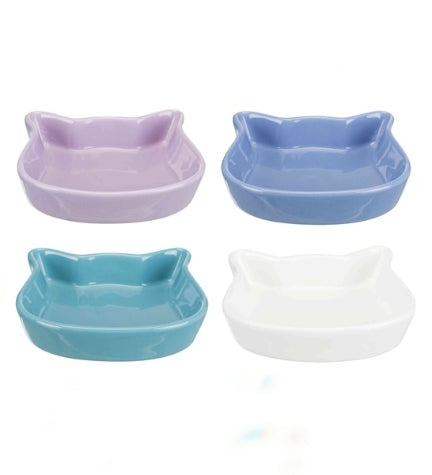 Trixie Ceramic Cat Face Cat Bowls - GREY/250ML