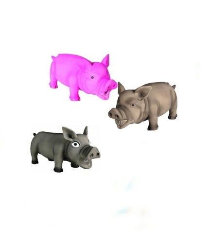 Trixie Latex Pig w Original Animal Sound Dog Toy - PINK/17CM