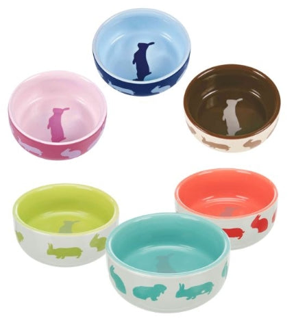 Trixie Ceramic Bowl w Rabbit Design for Small Pets - GREY/250ML