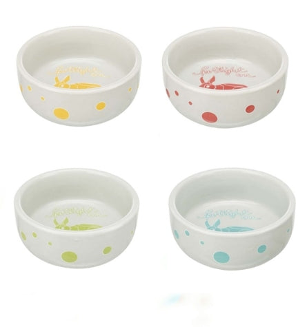 Trixie Spotlight Comic Rabbits Ceramic Bowl for Small Pets - GREEN/11CM