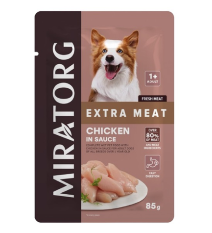 Miratorg EXTRA MEAT with Chicken in Sauce for All Breed Dog Wet Food - 85G