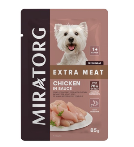 Miratorg EXTRA MEAT with Chicken in Sauce for Small Breed Dog Wet Food - 80G