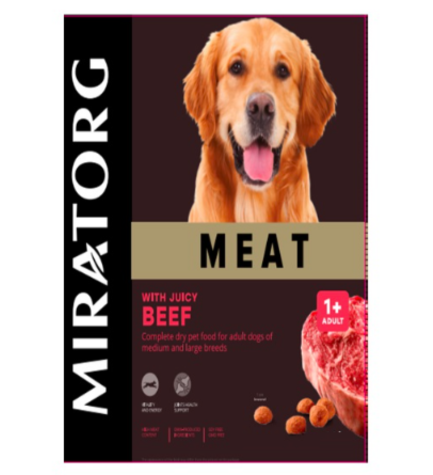 Miratorg MEAT with Juicy Beef for Medium & Large Breed Dog Dry Food - 1.1KG