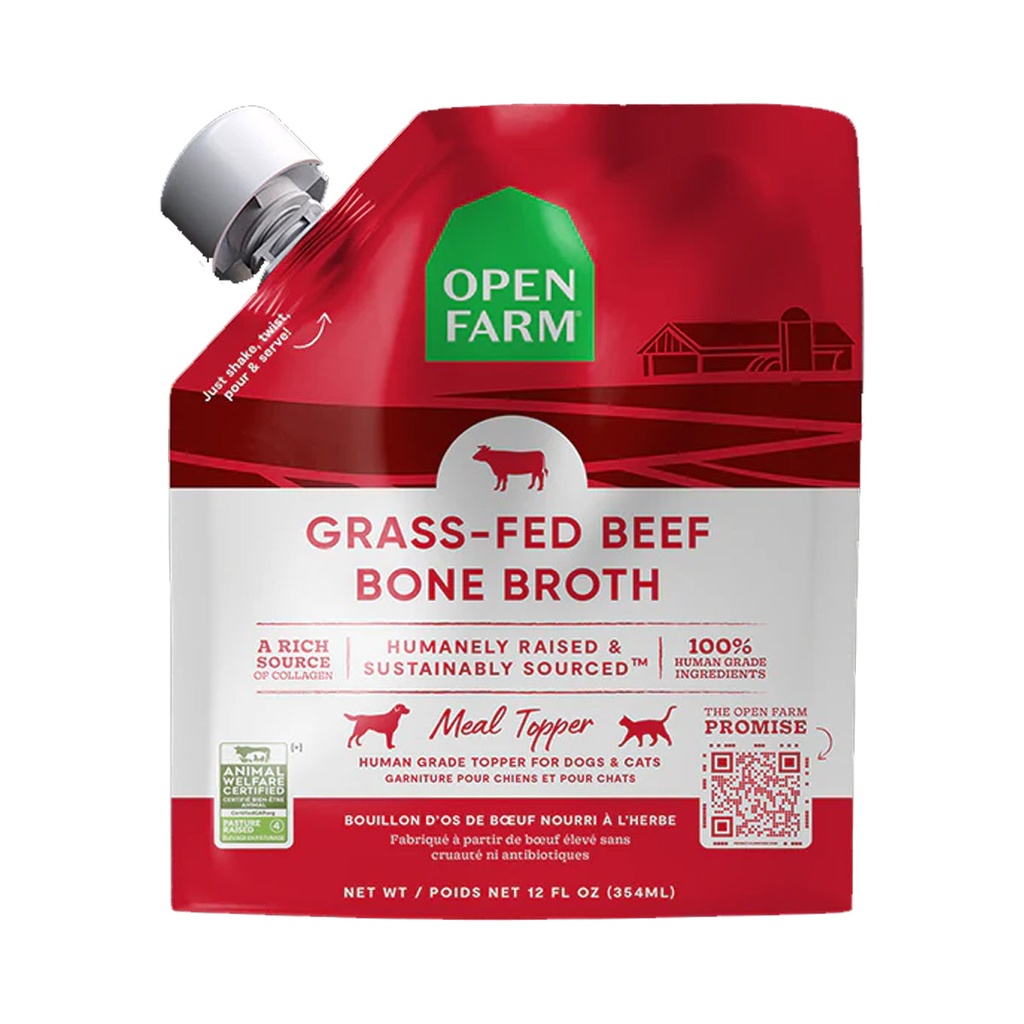 Open Farm Grass Fed Beef Bone Broth Meal Topper for Dogs & Cats - 12oz