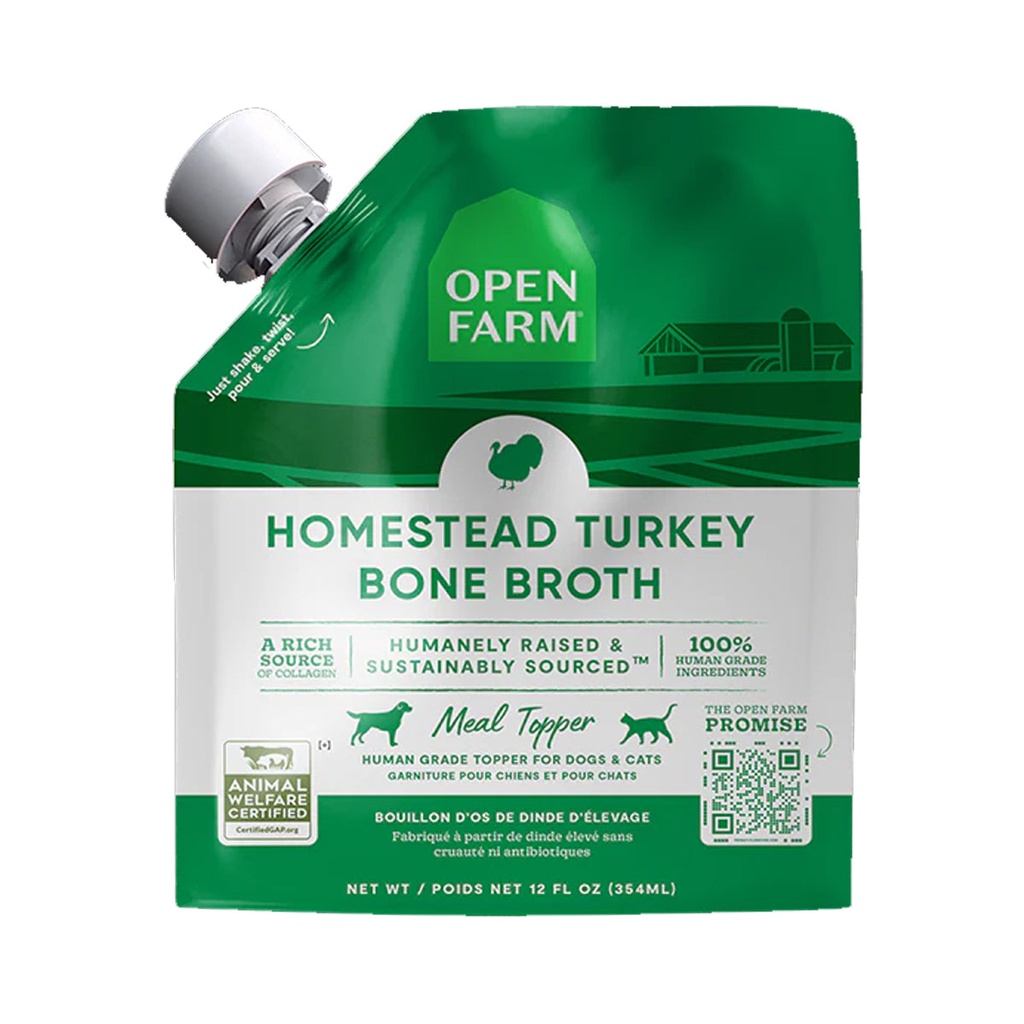 Open Farm Homestead Turkey Bone Broth Meal Topper for Dogs & Cats - 12oz