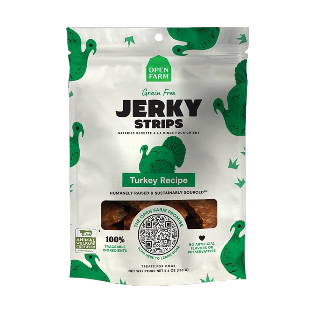 Open Farm Grain Free Jerky Strips Turkey Dog Treat - 158G