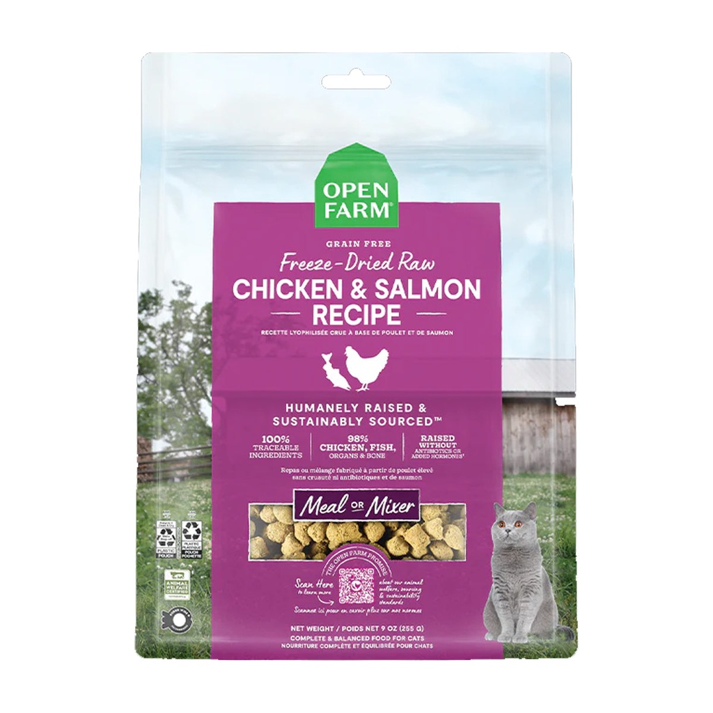 Open Farm Freeze Dried Raw Chicken & Salmon Dry Cat Food - 99G