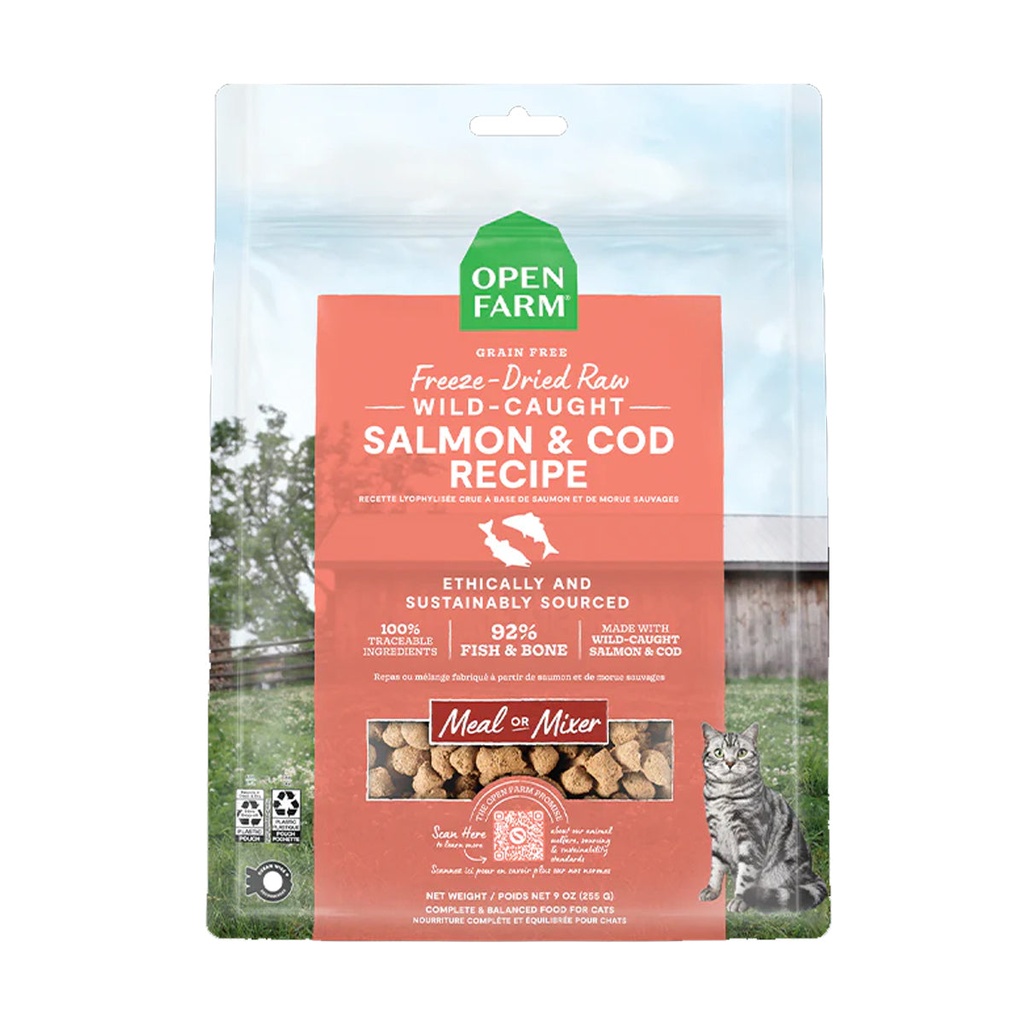 Open Farm Freeze Dried Raw Salmon & Cod Dry Cat Food - 99G