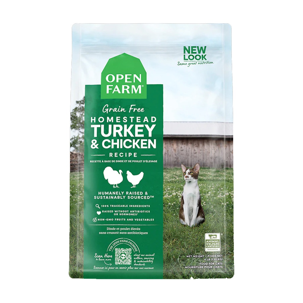Open Farm Grain Free Homestead Turkey & Chicken Dry Cat Food - 3.63KG