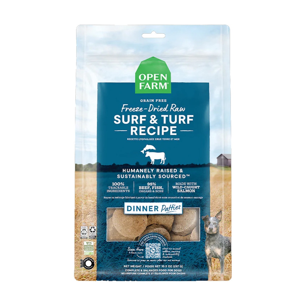Open Farm Freeze Dried Raw Surf & Turf Patties Dry Dog Food - 297G