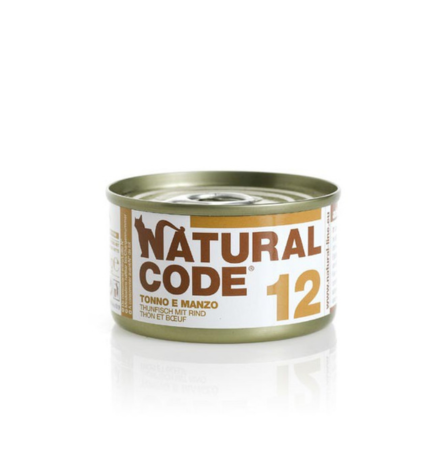 Natural Code 12 Tuna & Beef Cooking Water Wet Cat Food - 85G