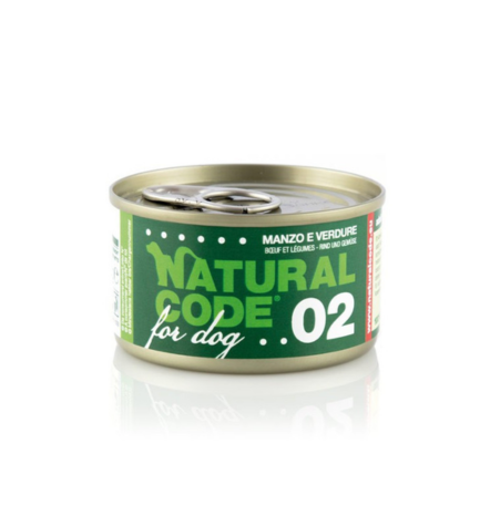 Natural Code 02 Beef & Vegetables Cooking Water Wet Dog Food - 90G