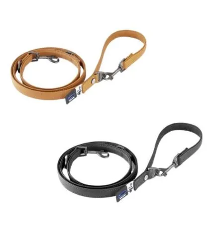 Curli Apple Leather Adjustable Leash for Dogs - BLACK/SMALL