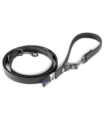 Curli Apple Leather Adjustable Leash for Dogs - BLACK/LARGE