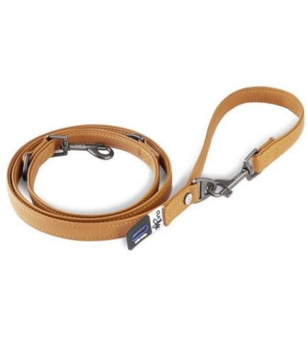 Curli Apple Leather Adjustable Leash for Dogs - BROWN/SMALL