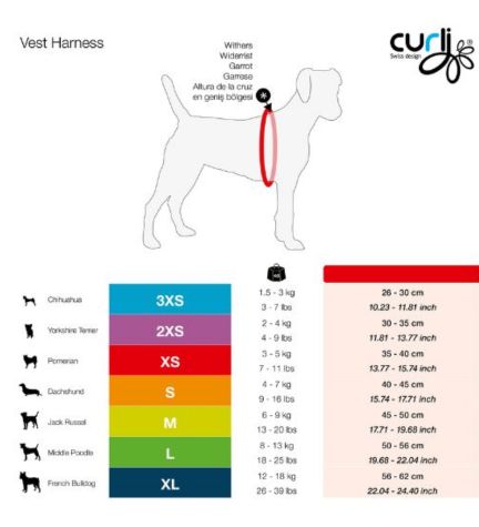 Curli Vest Harness Merino with Curli Clasp for Dogs - BLACK/XXS