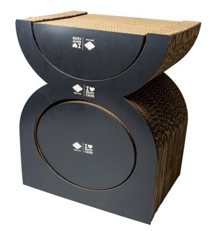 D&D Home I Love Happy Cats Faye Cardboard Scratcher Playground Set - BROWN/40X30X46.6CM