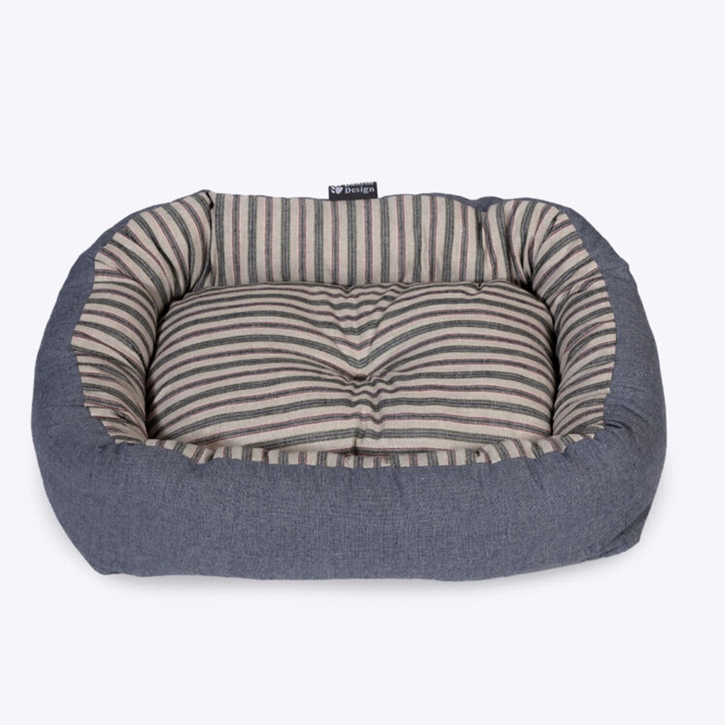 Danish Design Rustic Stripes Denim Snuggle Dog Bed - 61X50X23CM