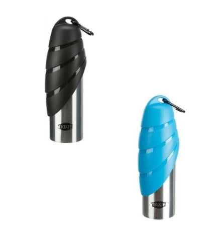 Trixie Stainless Steel Bottle with Dog Bowl - BLACK/750ML