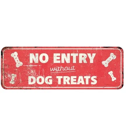 D&D Home Warning Sign No Entry without Dog Treat - RED/40X13CM