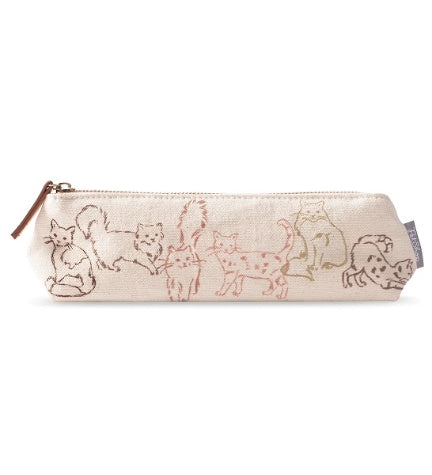PetShop by Fringe Studio Inked Cats Canvas Pencil Case - WHITE/9.25X2.5X2.5
