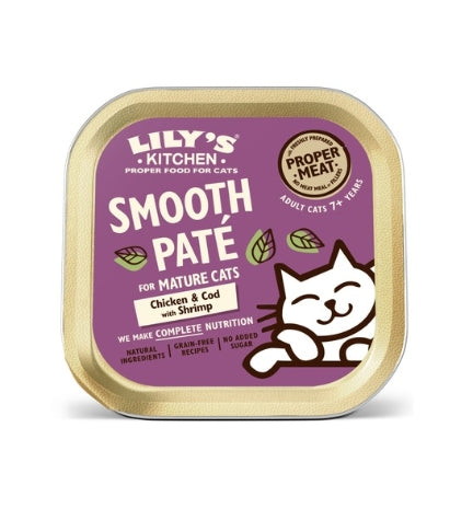 Lily's Kitchen Chicken Cod & Shrimps Pate Mature Cat Wet Food - 85G