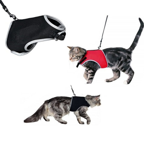 Trixie Soft Harness w/ Lead for Cats - BLACK/24–42CM