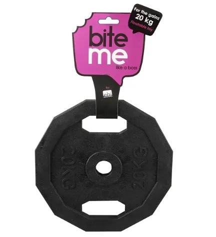 ebi Bite Me 'For the Gainz' Barbell Dog Toy - BLACK/22X22X1.7CM