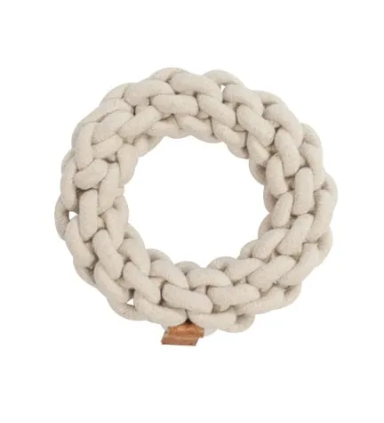 D&D Home Ben Braided Ring Dog Toy - WHITE/XS