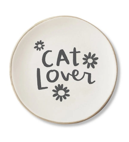 PetShop by Fringe Studio Cat Lover Round Stoneware Tray - WHITE/3.625