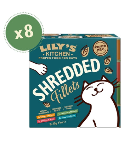 Lily's Kitchen Shredded Fillets Multipack Wet Cat Food - 8X70G