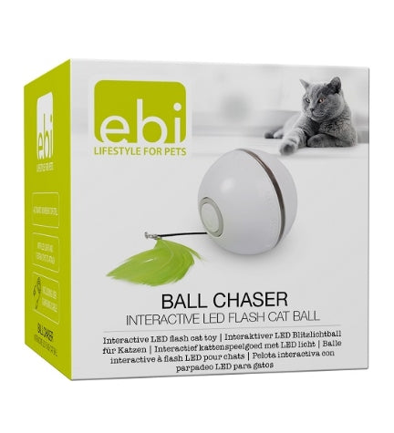 ebi Ball chaser Interactive LED Flash Cat Ball - WHITE/6.4CM