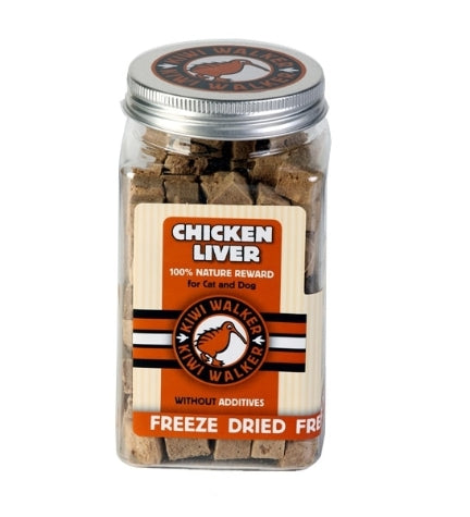 KIWI WALKER Freeze Dried Grain Free Snack Chicken Liver Cubes Cat and Dog Treats - 115G