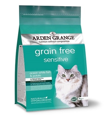 Arden Grange Grain Free Sensitive Adult Ocean White Fish & Potato Dry Cat Food - 2KG