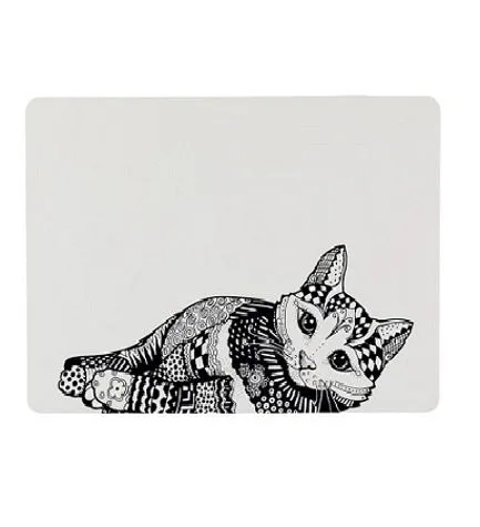 [200740-1] Trixie Zentangle Cat Place Mat - WHITE&BLACK/44X28CM