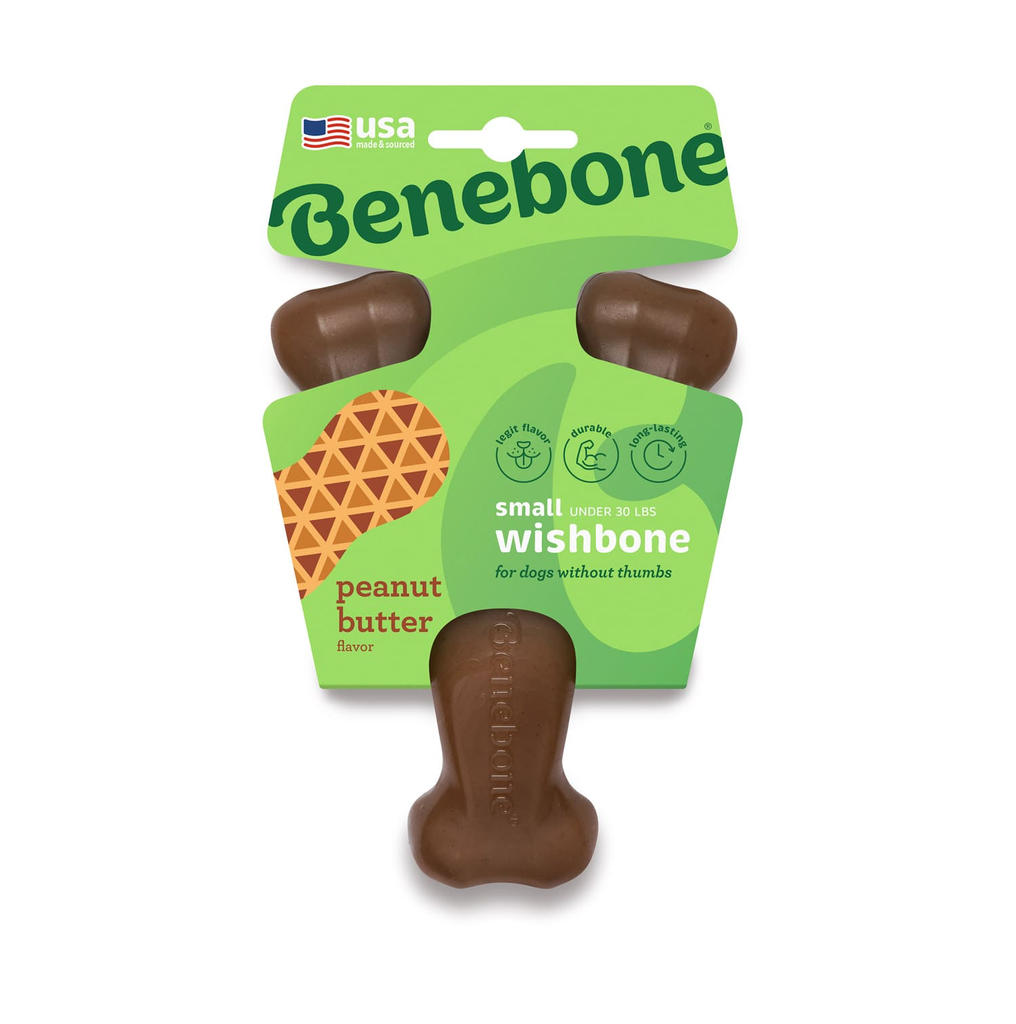 Benebone Wishbone Dog Chew Toy Peanut Small