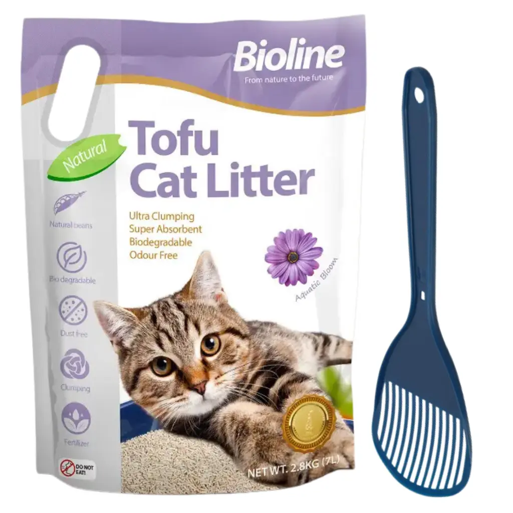 Bioline Combo Offer Tofu Cat Litter Aquatic Bloom Fragrance 7L Moderna Cat Litter Scoop 