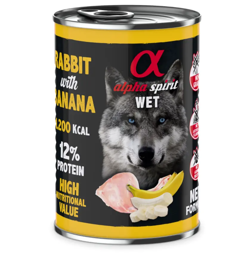 Alpha Spirit Canned Dog Food RABBIT with Banana 400gm