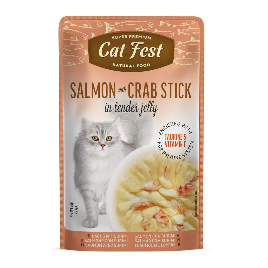 Cat Fest Salmon With Crab Stick In Tender Jelly For Cats 70gm
