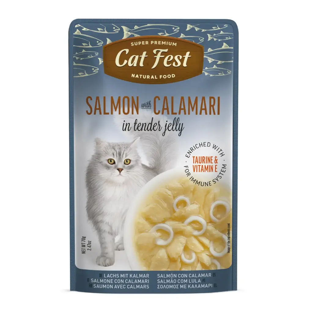 Cat Fest Salmon With Calamari In Tender Jelly For Cats 70gm